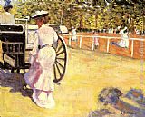 Marguerite Rousseau An Elegant Lady Entering a Coach painting